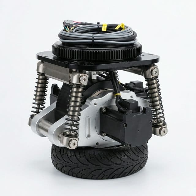AGV steering drive unit with suspension and integrated wheel