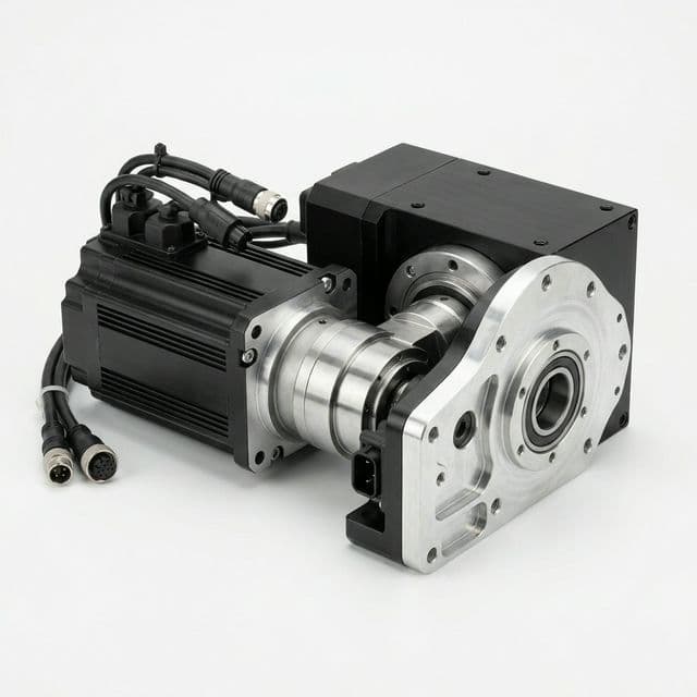 Steering servo drive module with right-angle gearbox and connectors